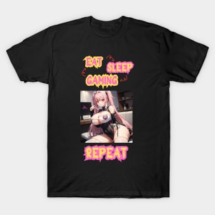 Eat Sleep Gaming Repeat Anime Girl T-Shirt